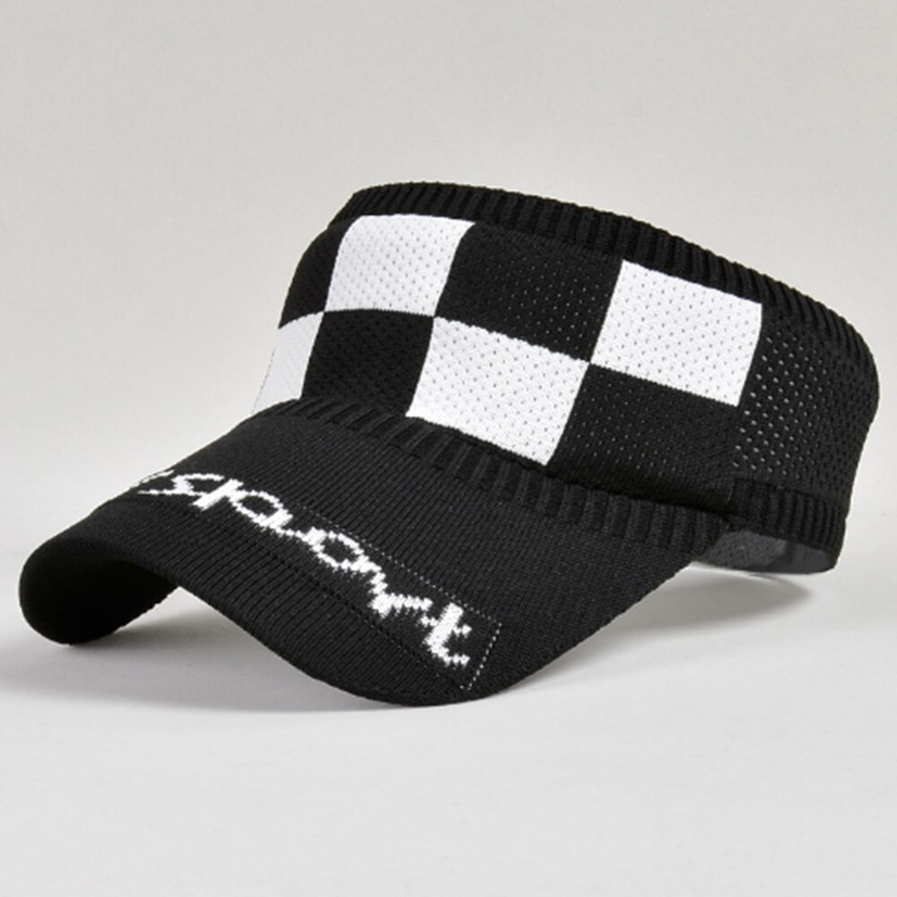 Womens Mens Empty top Hat Outdoor sports Sun Sunscreen Beach Hat MZ009: Plaid Black