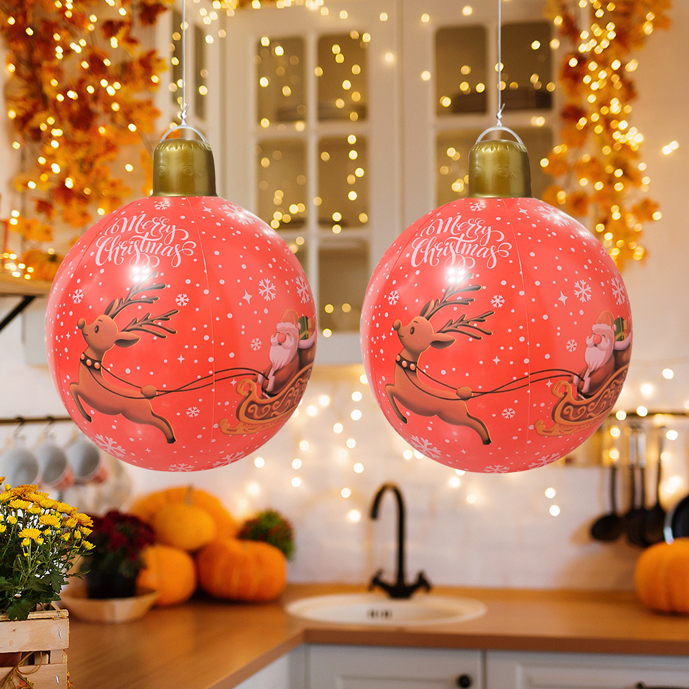 1 opblaasbare kerstballen, kerstballen met sneeuwvlokpatroon, geschikt voor vakantiedecoraties buiten en buiten