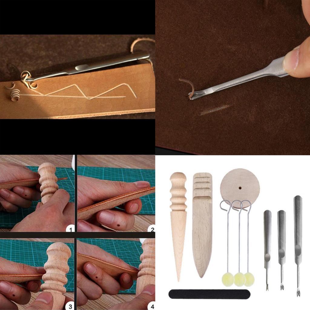 10 in 1 Leathercraft Tools Kit Stitching Edge Beveler Leather Skiving DIY Set