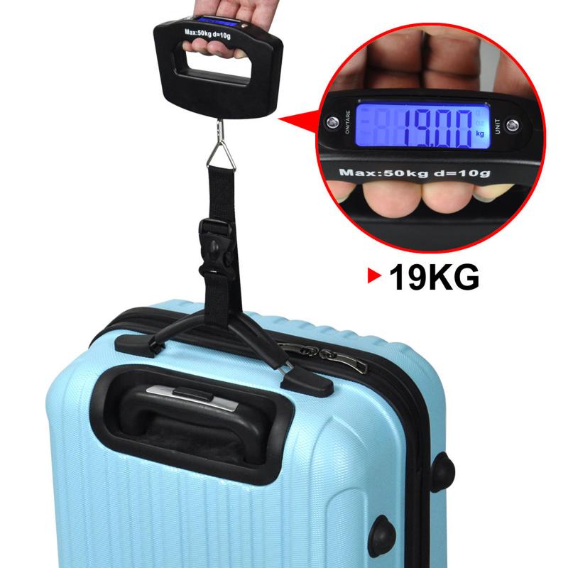 50kg Portable Electronic Luggage Scale LCD Display Travel Digital Luggage Scale Hanging Backlight Balance Weighing