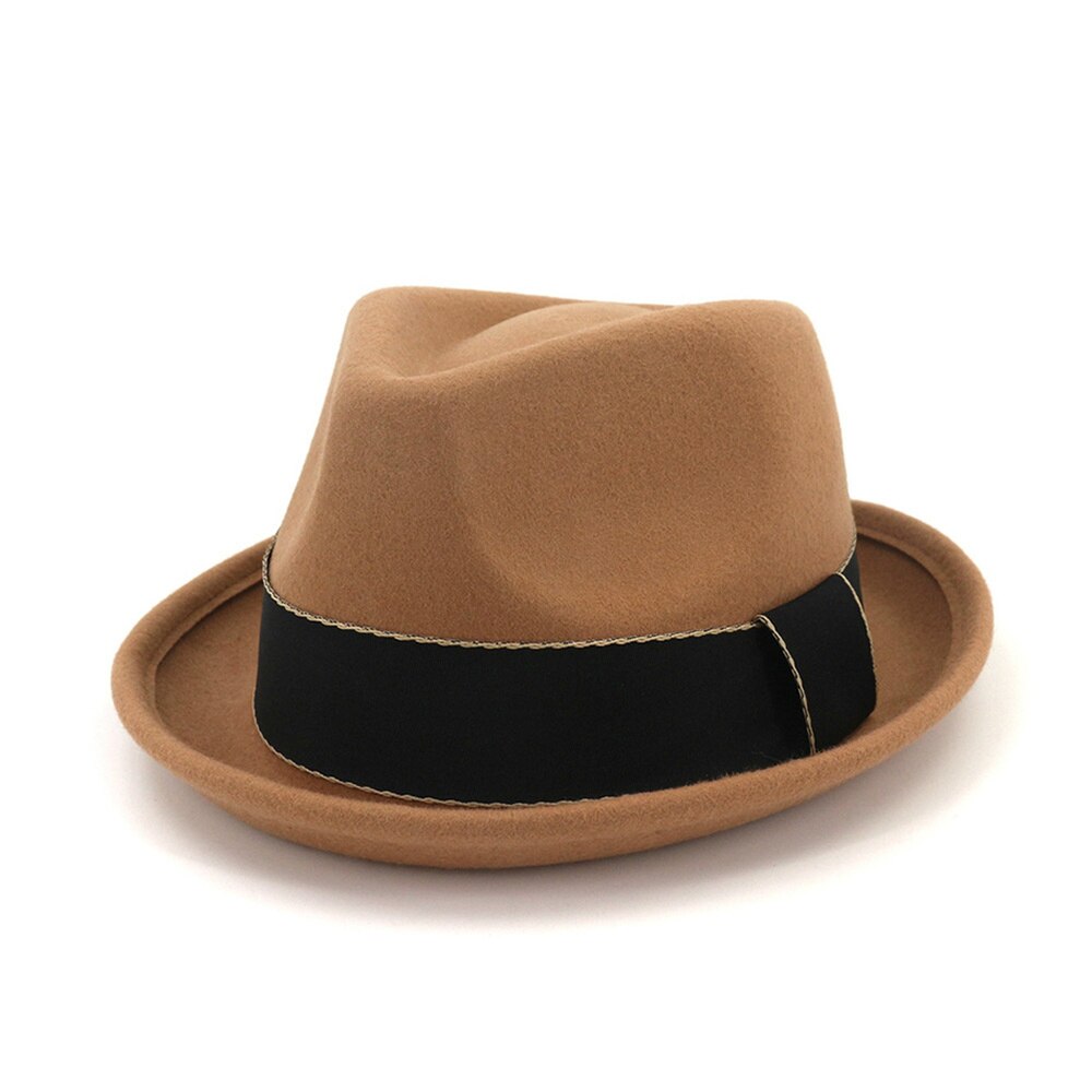 Hoaree vintage pork pie hoeden wollen fedora's vrouwen bordeauxrode trilby hoed dames retro jazz pet dames herfst winter vilten hoed