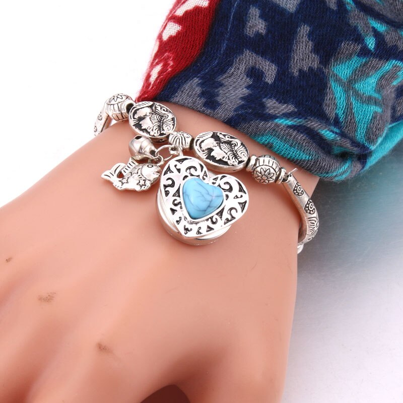 Nuovo Scatto Gioielli forma di Pesce di pesce Che Borda Ciondolo braccialetto di Perline Fit 20 MILLIMETRI 18 MILLIMETRI Snap Bottoni Gioielli Scatta In Metallo braccialetto