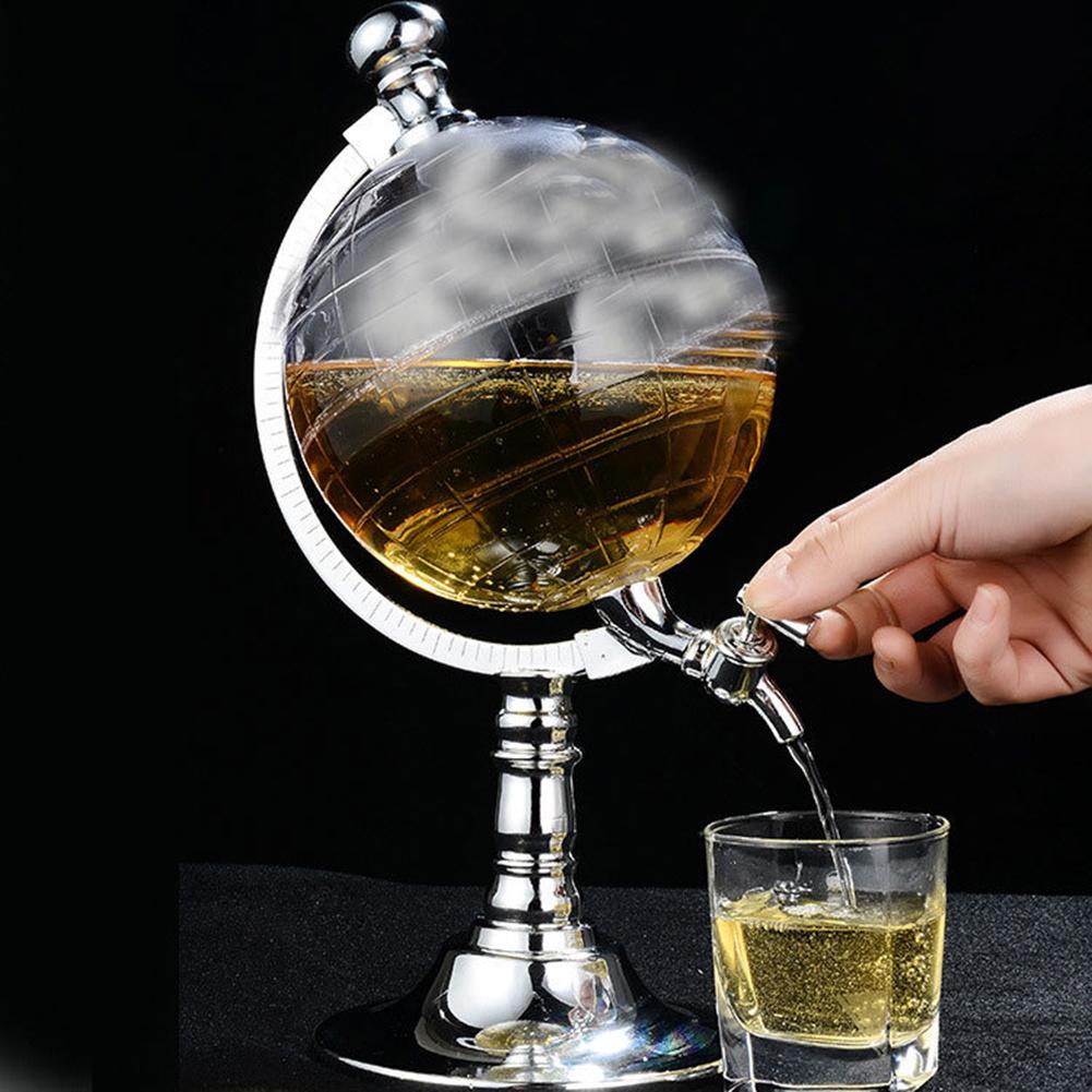 Newest 1.5L Whiskey Decanter Set Globe Dispenser Antique Glass Liquor Wine Dispenser Western Restaurant Bar Props