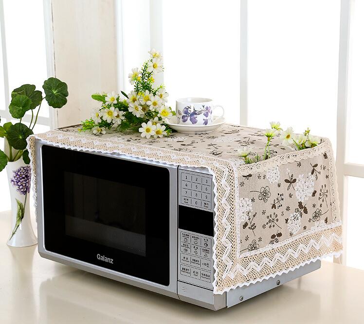 Superior cotton linen Dust Cover Microwave Cover Microwave Oven Hood Microwave Towel With Storage Bag: NO.3