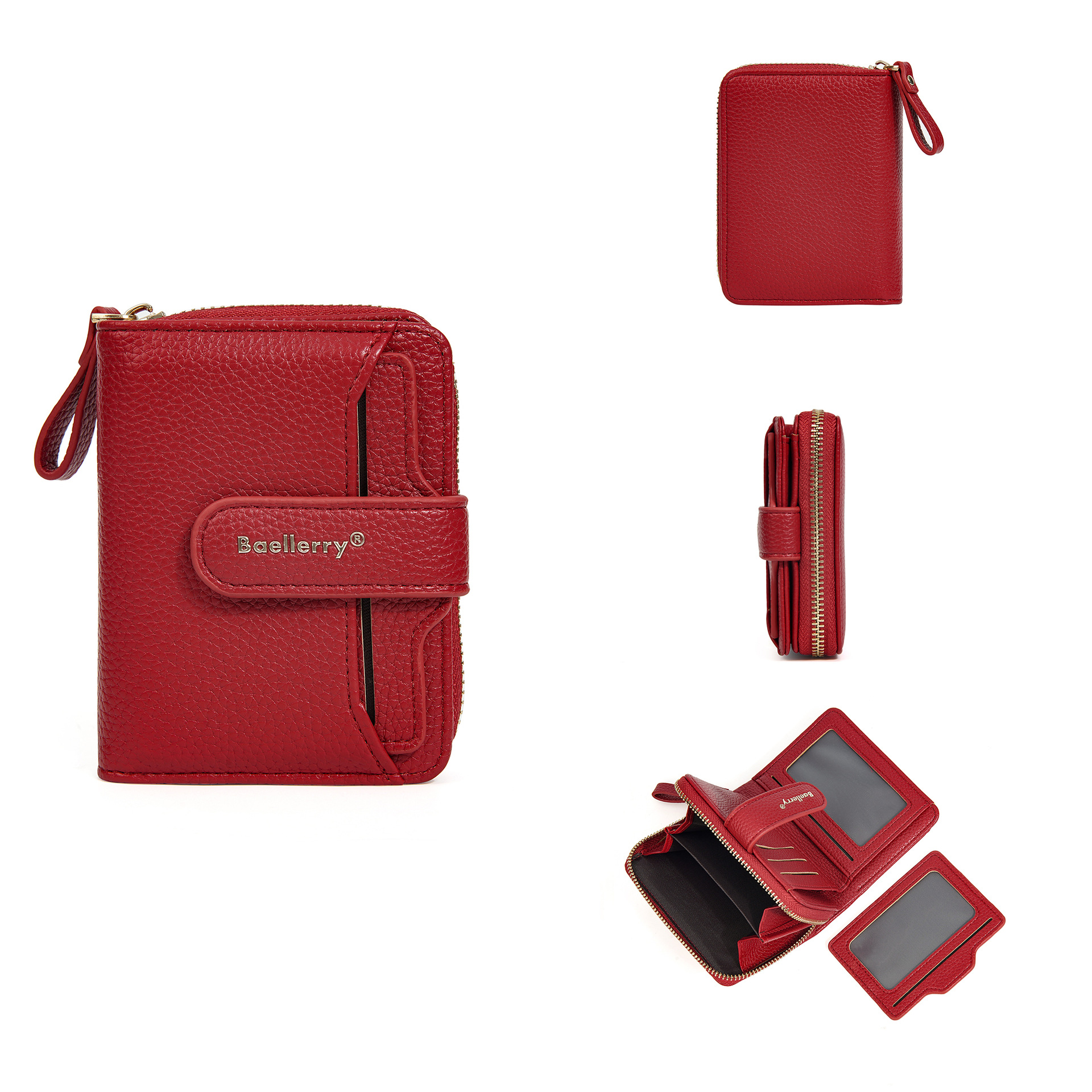 Short Women Zipper Wallets Large Capacity Card Holder Brand Female Purses Coin Pocket Photo Holder Wallet For Girls: Clear