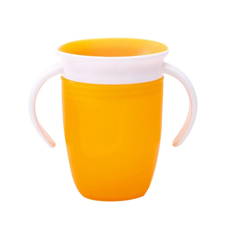 240ml babybekers, magische beker voor baby's, drinkbeker, waterbekers, dubbele handgreep, lekvrije melkfles met klapdeksel, 360 graden: Oranje babybekers