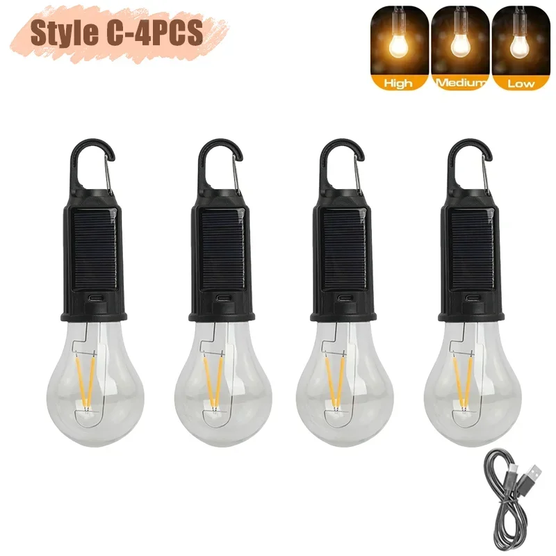 Linterna LED Solar portátil con 3 modos de luz Luz de emergencia al aire libre recargable por USB para acampar, senderismo, actividades de pesca: YELLOW