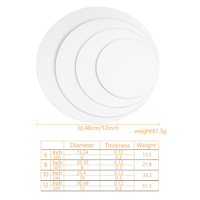 Set of 5 Gold/White Cake Board 6/8/10/12/14 Inchesround Cake Base Board Thin Cardboard Circles Cakes Decorating Supplies 0109