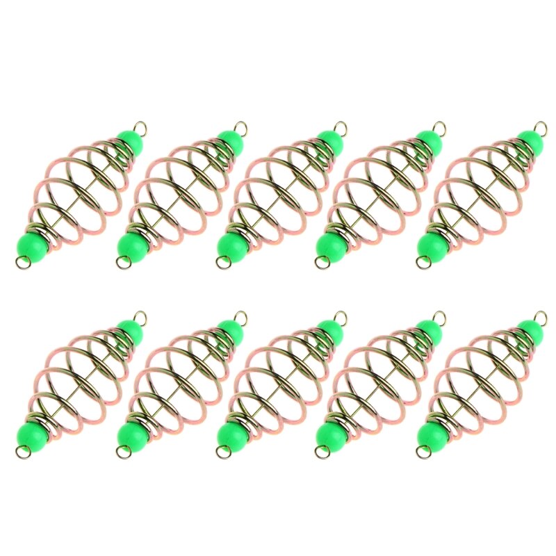 Señuelo de resorte para cebo de pesca, aparejo colgante en línea, alimentador de acero inoxidable, 10 unids/set por juego: size L