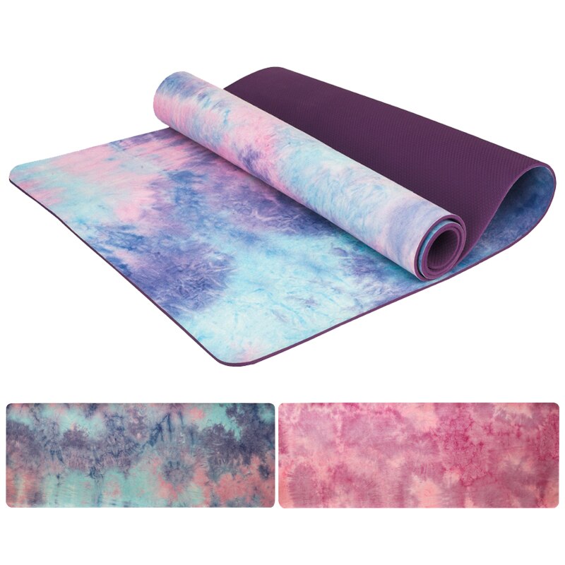 5mm camping-übungsmatte, massagematte, fitnessstudio-sportmatte, yogamatte, wildleder, batik, rutschfest, fitness, gewichtsverlust, pilates, schlankheitsmatte, aerobic-yogamatte