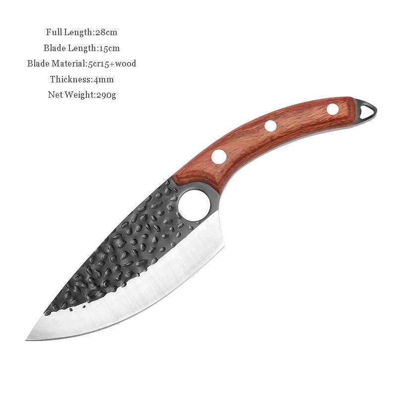 Sharp Blade Steel Kitchen Boning Knifes Fish Filleting Knife Meat Cleaver Butcher Knife Cooking Tools: Knife D (Brown)