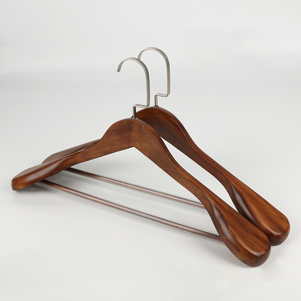 Cintre à épaule large de , 1 pièce, unisexe, Vintage, en bois, vêtements de ménage, antidérapant, pour costume, # T2P: B