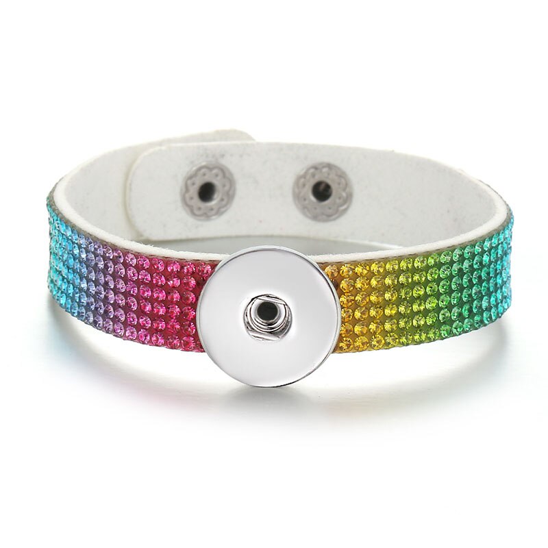 SE0216 Gradient Multilayer Fluwelen Strass Armband 18Mm Snap Armbanden Fit 18Mm Snap Knoppen Snap Sieraden: multi