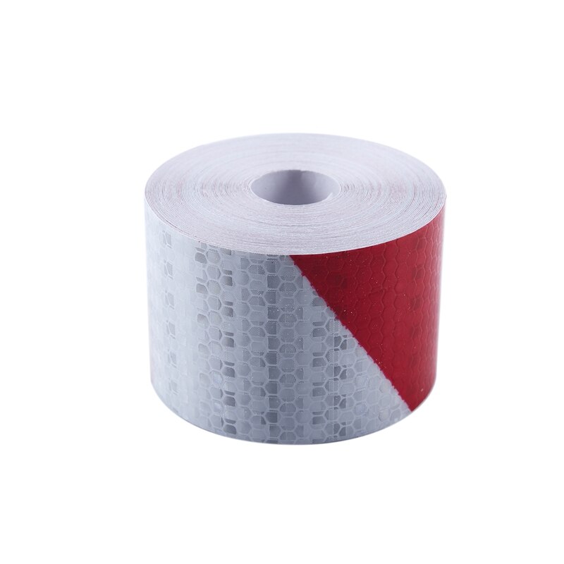 10M X 5Cm Veiligheid Waarschuwing Tape Reflecterende Tape Zelfklevende Tape Reflecterende Strip Verkeer Reflecterende Stickers Kleur: rood + Wit