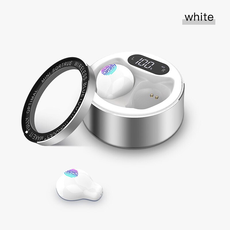 Ultra lille mini skjult trådløs bluetooth 5.0 øretelefon touch control bærbar opladningsetui øretelefoner tws sport headset: X26 hvide