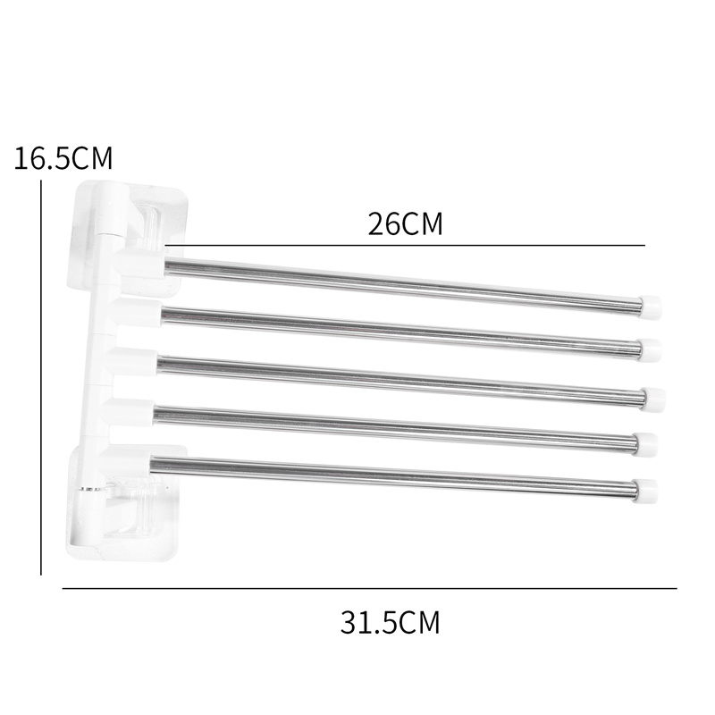Rotatable Swing Arms Towel Rack Bathroom Kitchen Wall Mounted Bracket Save Space 2-6-Bar Aluminum Towel Hanger Organizer