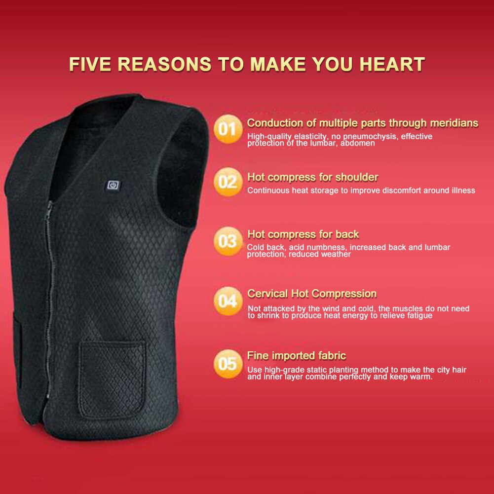 Elektrische Verwarmde Vest Verwarming Kleding Elektrische Verwarmde Vest 3 Modi Smart Magneet Therapie Mannen Vrouwen Elektrische Vest