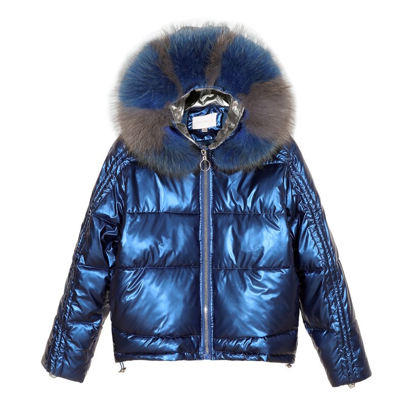 Glanzend Winter Down Katoen Gewatteerde Jas Voor Vrouwen Dikke Heldere Zwarte Korte Glimmende Jas Roze Zwart Goud Katoen Parka: Blauw / Xxl