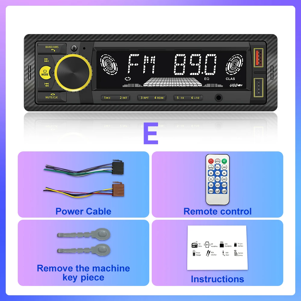 Reproductor MP3 de Radio para coche, sintonizador FM, estéreo, USB, Audio para coche, estéreo, SD, TF, USB, reproductor Multimedia, Autoradio, Control remoto, Bluetooth, 1 din: Naranja
