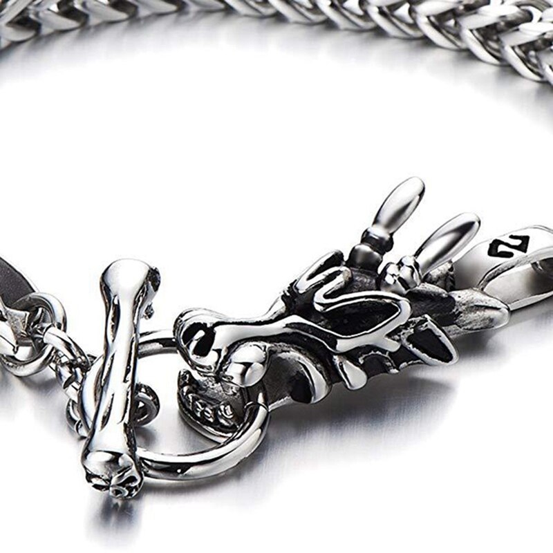 Draak Hoofd Armband Stijl Rvs Trend Mannen Titanium Staal Viking Armbanden Punk Biker Armband Vrouwen Bangles