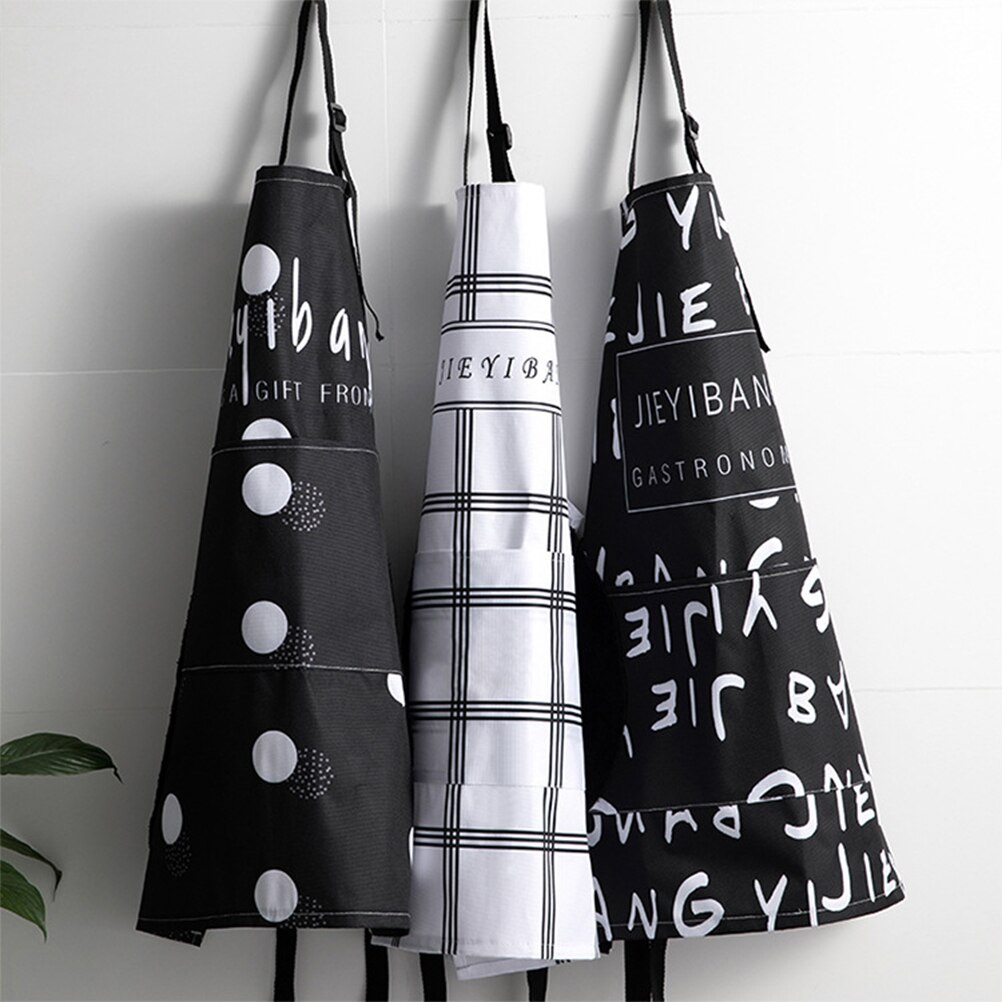 1pc olietætte køkkenforklæder håndtørket forklæde justerbart husholdnings ærmeløst outwear multifunktionelle serveringsforklæder med lommer c