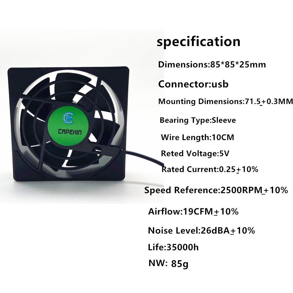 USB Power Radiator Mini Fan Noiseless and Quiet Cable Mini Size TV Box Cooling Fan TV Box Silent Quiet Cooler 5V