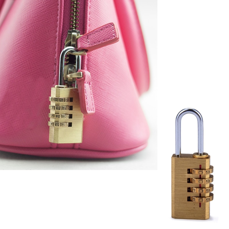 Mini Koperen 4 Cijfers Aantal Wachtwoord Code Lock Combinatie Hangslot Resettable Voor Reizen Bag Deur-M25