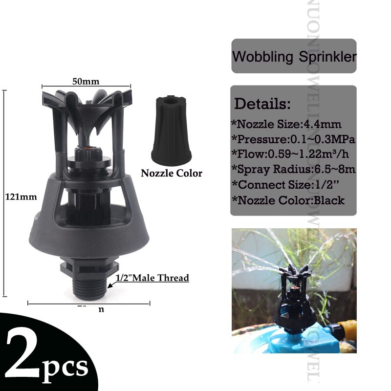2 ~ 20 pièces durables arroseurs d'irrigation ferme verger oscillant buse rotative jardin pelouse paysage oscillant pulvérisateurs d'arrosage: 2pcs Black Nozzle