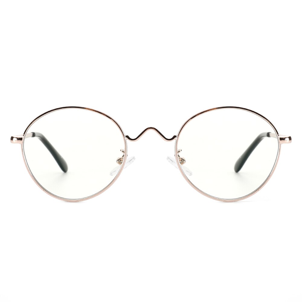 Cyxus Anti lumière bleue ordinateur lunettes Anti-fatigue oculaire bloquant UV400 coréen rond métal cadre lunettes pour femmes hommes 8702: Gold