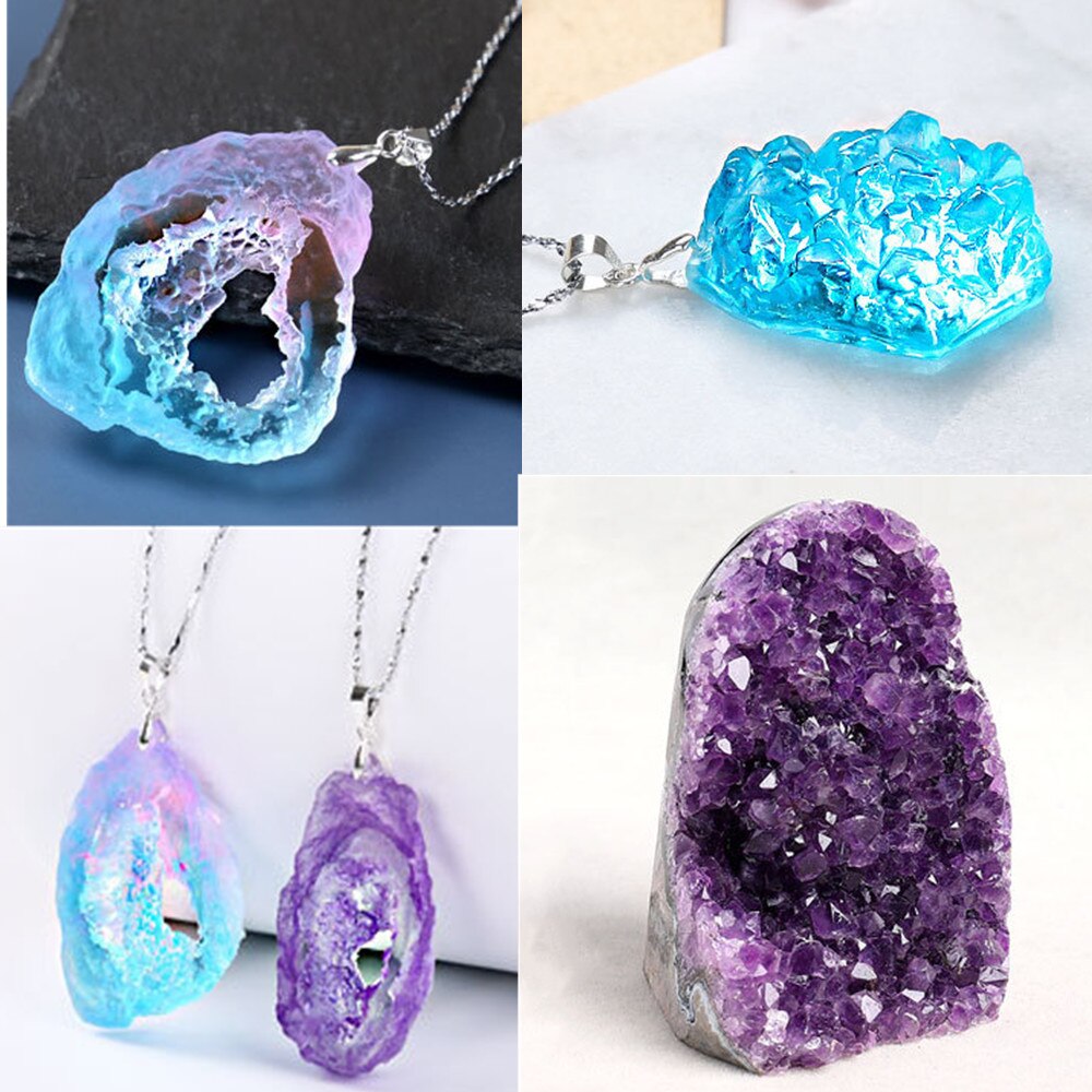 Crystal Cluster Pendants Silicone Molds Crystal Epoxy Resin Mold Irregular Geometric Casting Mould for DIY Craft Jewelry Pendant