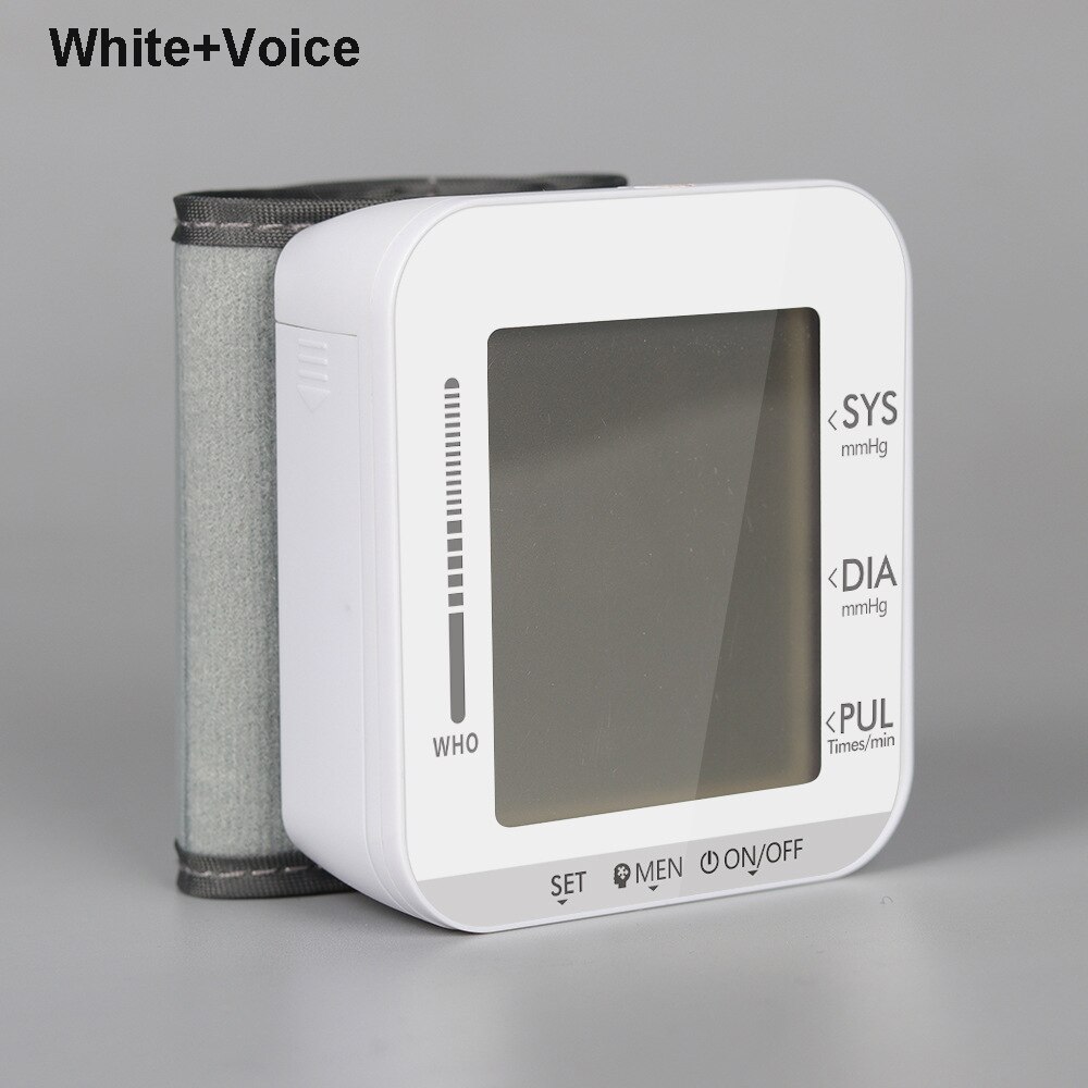 Smart Watch Blood Pressure Monitoring Electronic Wrist Pulse Sphygmomanometer Digital BP Monitor Detector for Healthcare: White Voice