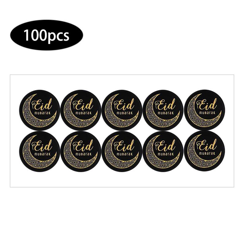 100PCs EID MUBARAK Sticker for Muslim Eid al-Fitr Festival Ramadan Mubarak Decorative Paper Handmade Sticker