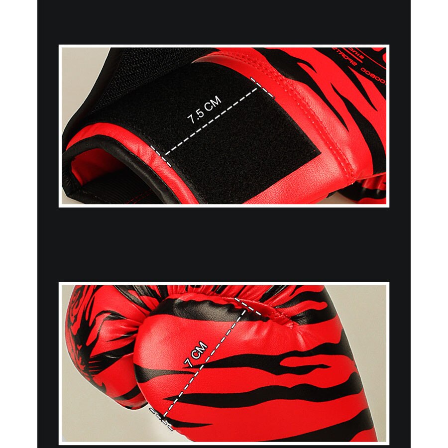 Guantes de boxeo profesionales de malla de Tigre, de cuero sintético, transpirables, con llama, Sanda Boxe, guante tailandés, caja Mma