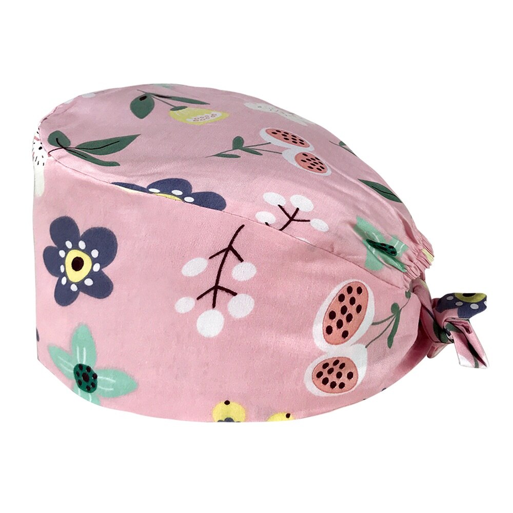 Unisex cotton and linen cartoon cute printing nursing hat lab spa pet shop working cap breathable nurse head caps: 12155