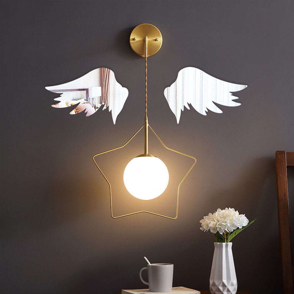 Mirror Surface Wall Sticker Home Decor Self Modern 3D Wing Living Room Waterproof Removable Backgound Bedroom