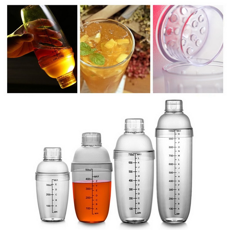 300ml/500ml/700ml/1000ml Plastic Cocktail Shaker Wine Beverage Mixer Wine Shaker Drink Mixer Barware bar tools
