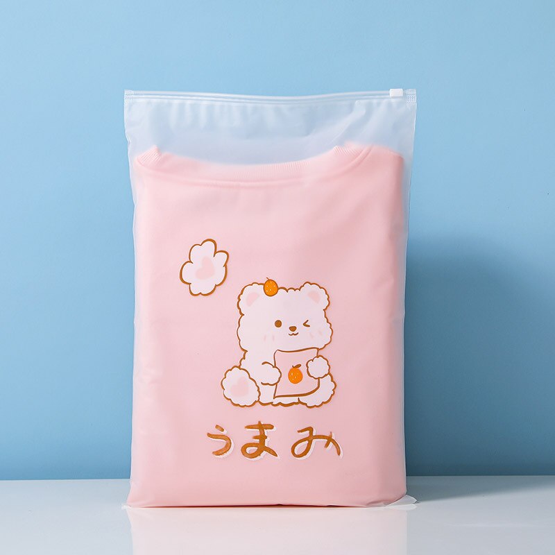 10pcs/set Packaging Bag Travel Clothing Storage Bag Underwear Cute Storage Bag Clothes Shoes Sub-packaging Waterproof Seal Bag: Zipper C(28X40)