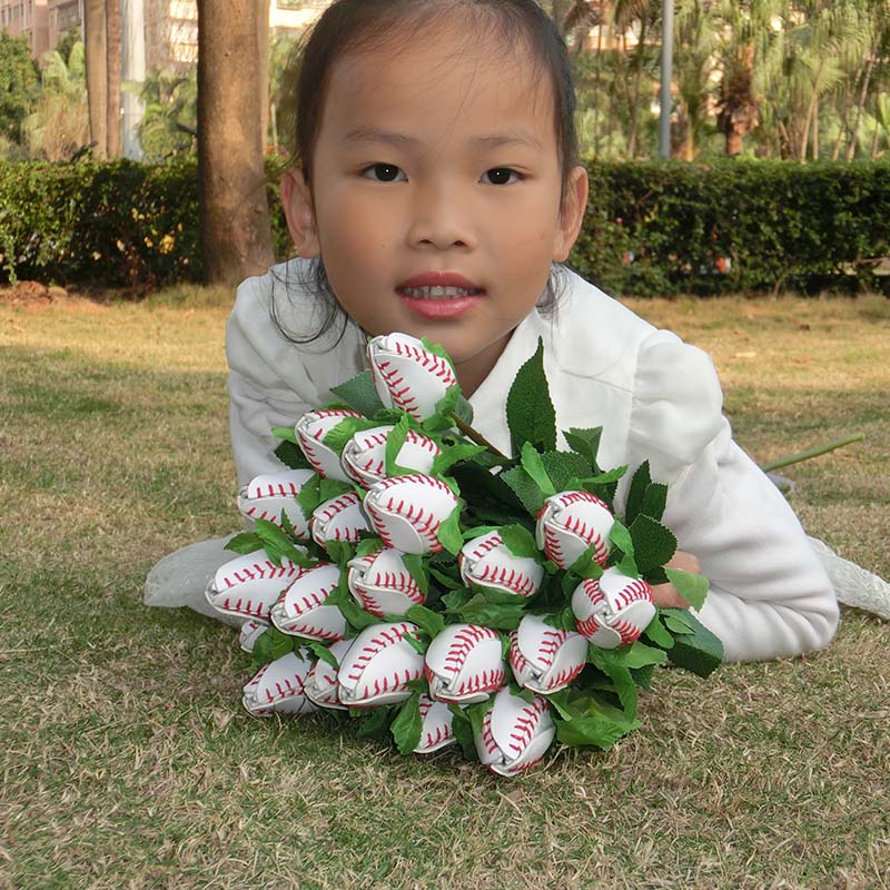 Baseball Rose Long Stem - Baseball Themed - Sports Roses Flower