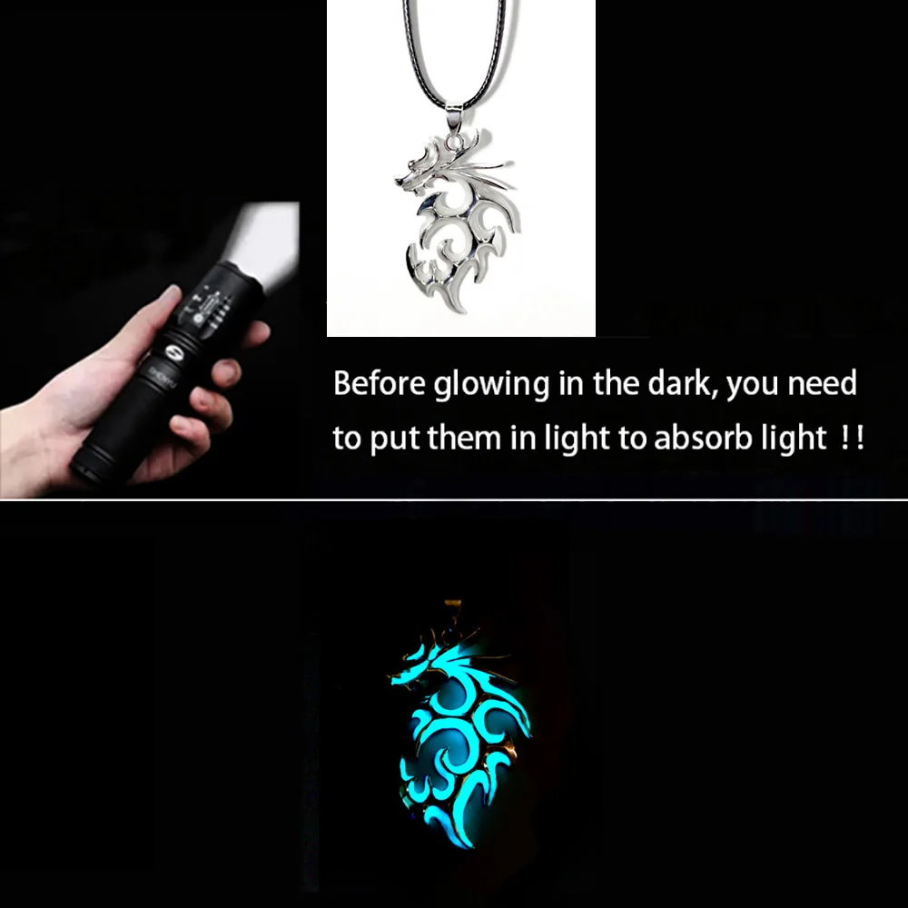 Luminous Dragon Necklace Glowing Night Fluorescence Antique Vintage Glow In The Dark for Men Women Party Halloween Day Club
