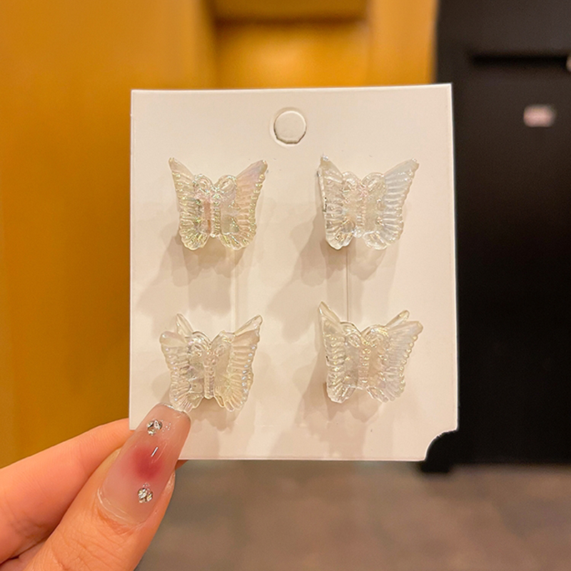 Artiglio per capelli carino Dolce affrescare Piccola farfalla Fiore Pinza clip intrecciate Ragazza Bella trasparente mini Morsetti per capelli Barrettes: giallo