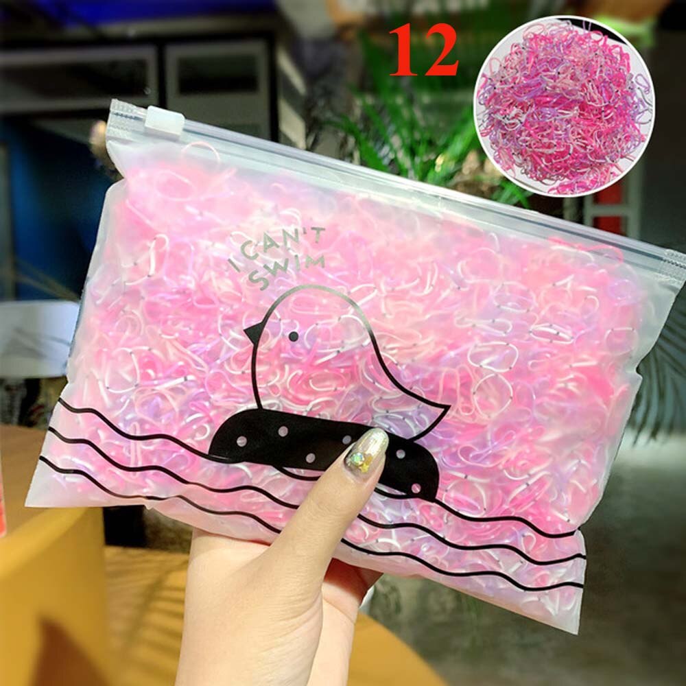 1000 Stks/pak Meisjes Kleurrijke Haar Touw Kleine Wegwerp Rubber Bands Paardenstaart Houder Elastische Haarbanden Mode Haaraccessoires: 12