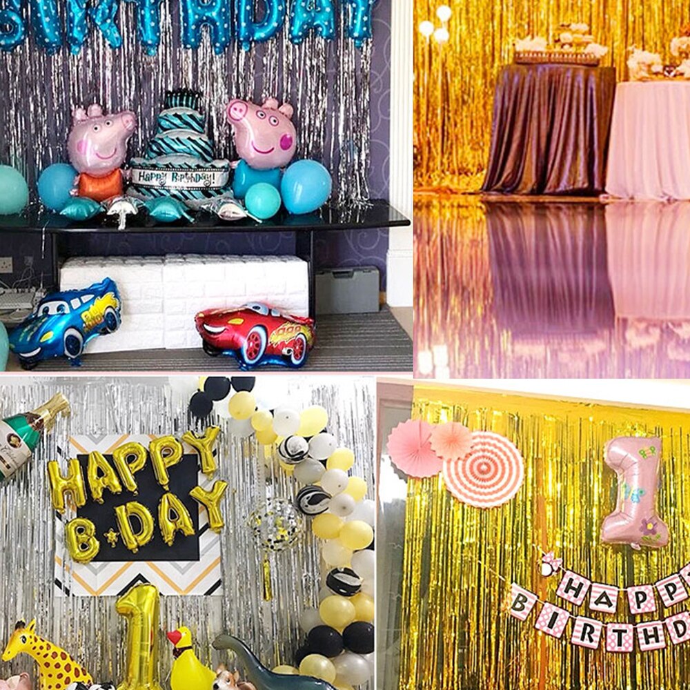 Glitter Curtain Foil Backdrop Birthday Party Wedding Decoration Background Party Wall Decoration Tassel Rain Silk Curtain