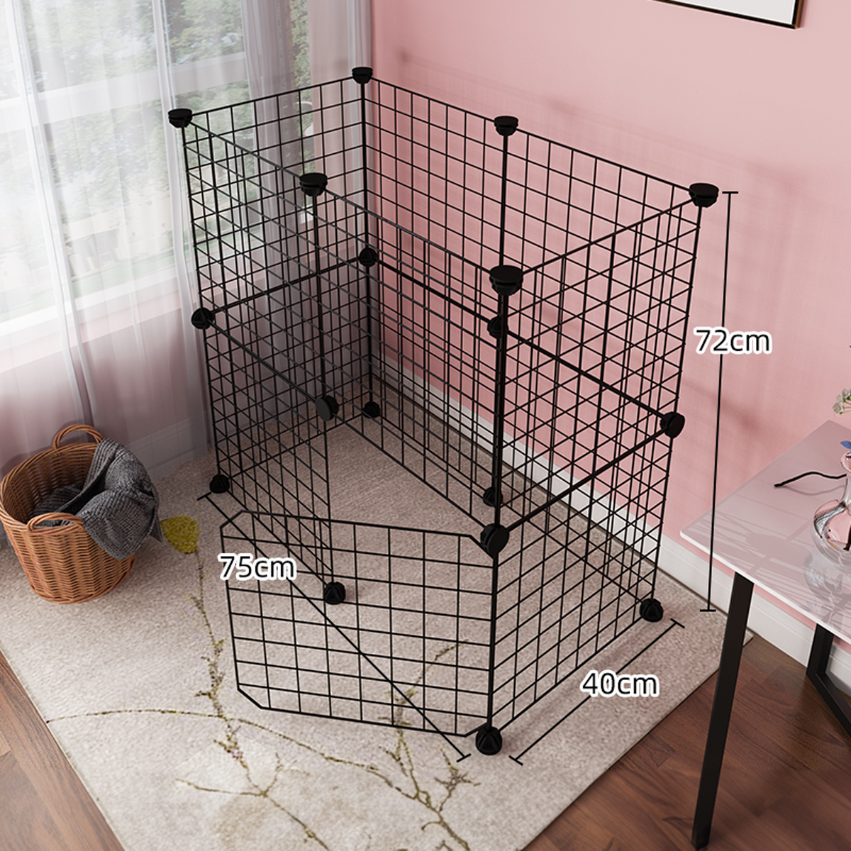 Valla para mascotas, valla nido para perros, barrera interior para puerta de perros y gatos, jaula de malla de hierro, red de barrera de escape: Rojo