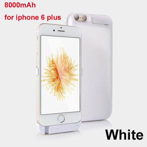 Portable Battery Charger Case for IPhone 6 6S plus Battery Power Case Ultra Slim External Back Pack for Iphone 6 s Charging Case: For I6 Plus White
