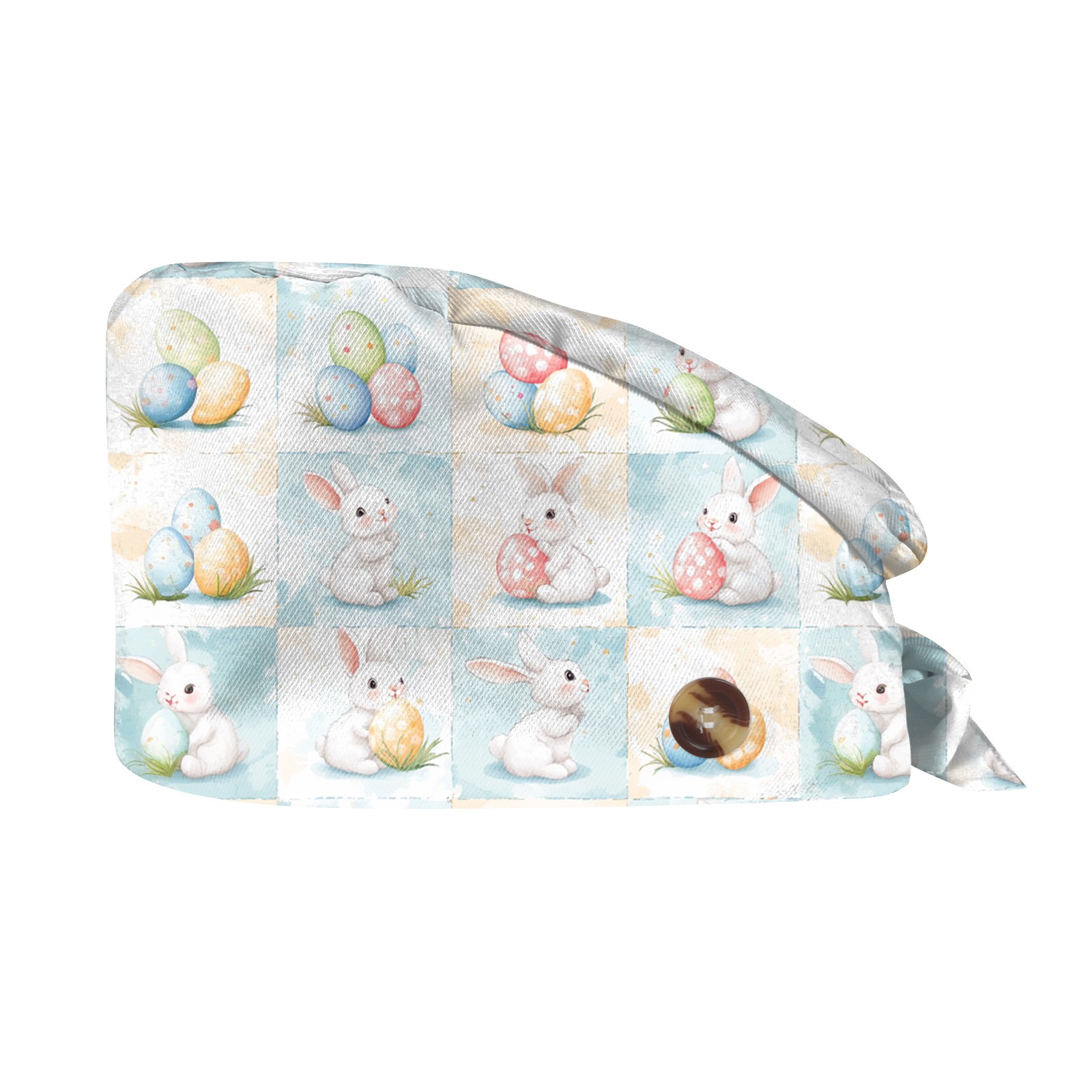 Gorros exfoliantes de Pascua con estampado de huevos y conejos, gorro de enfermera, gorro de trabajo para agencia de mascotas, accesorios para enfermeras, suministros de Pascua, gorro clínicos: Verde militar