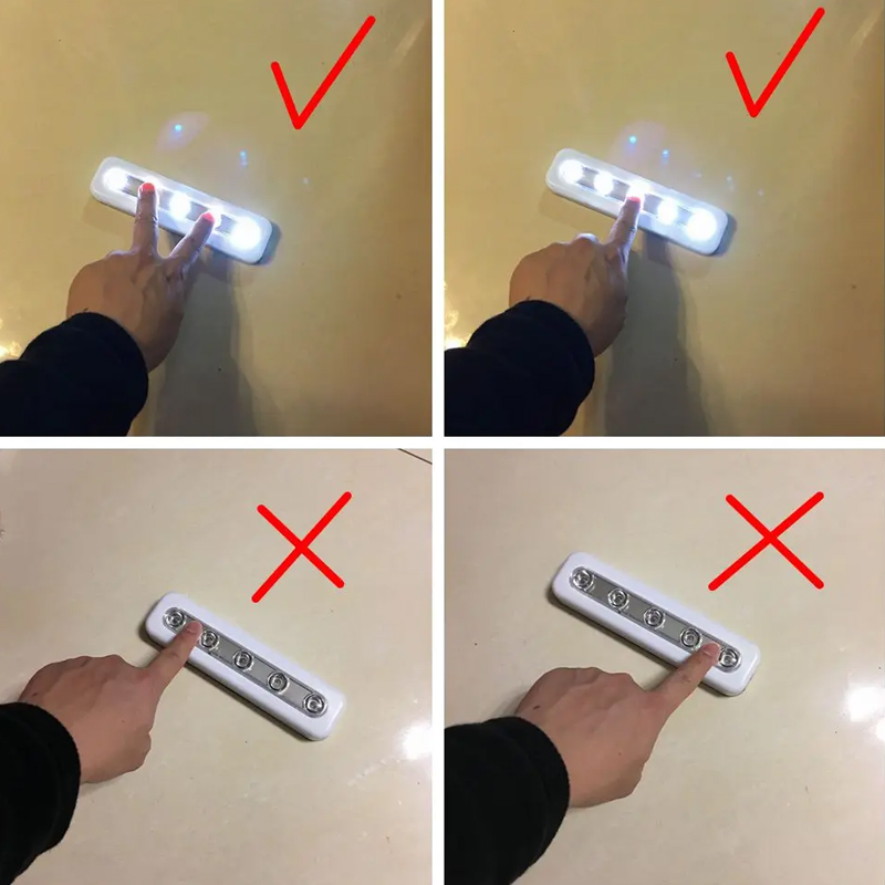 LED-kastlamp op batterijen, draadloos push-licht, magnetisch onder kast, kastverlichting voor keukengarderobe, slaapkamer, trap