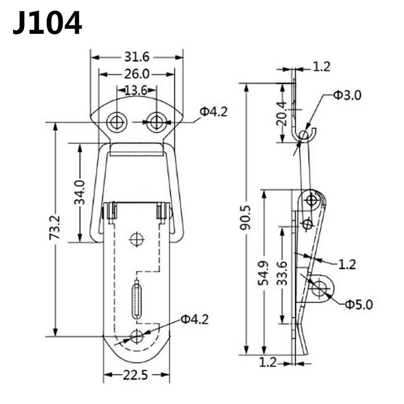 4Pcs/Lot Stainless Steel Hasp Spring Locking Latch Toolbox Chest Toggle Catch Clasp Box Hinges Furniture Hardware Accessories: 4Pcs J104