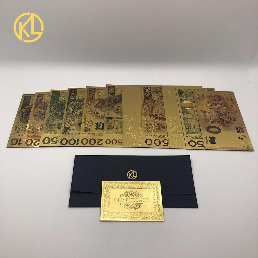10Stck 50 PLN ZLOTY Polen Gold Farbe Banknote PAPST JOHANNES paul II Für sammlung 999 Gold für Souvenir sammlung: 11Stck