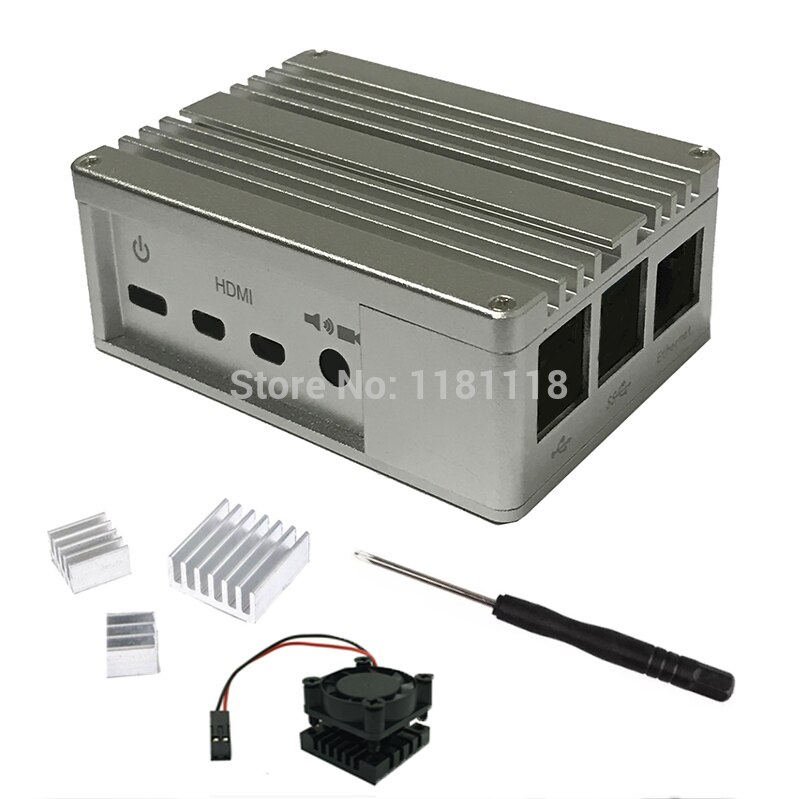 Raspberry pi 3/4 Model B aluminum black/silver case, with Fan Heatsink