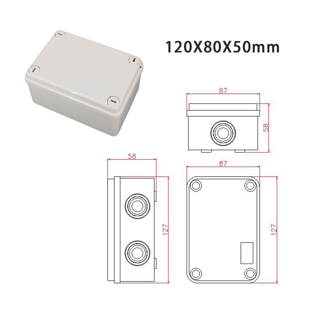 Waterproof Junction Box ABS Plastic IP65 DIY Outdoor Electrical Connection Box Cable Branch Box Normal 120x80x50